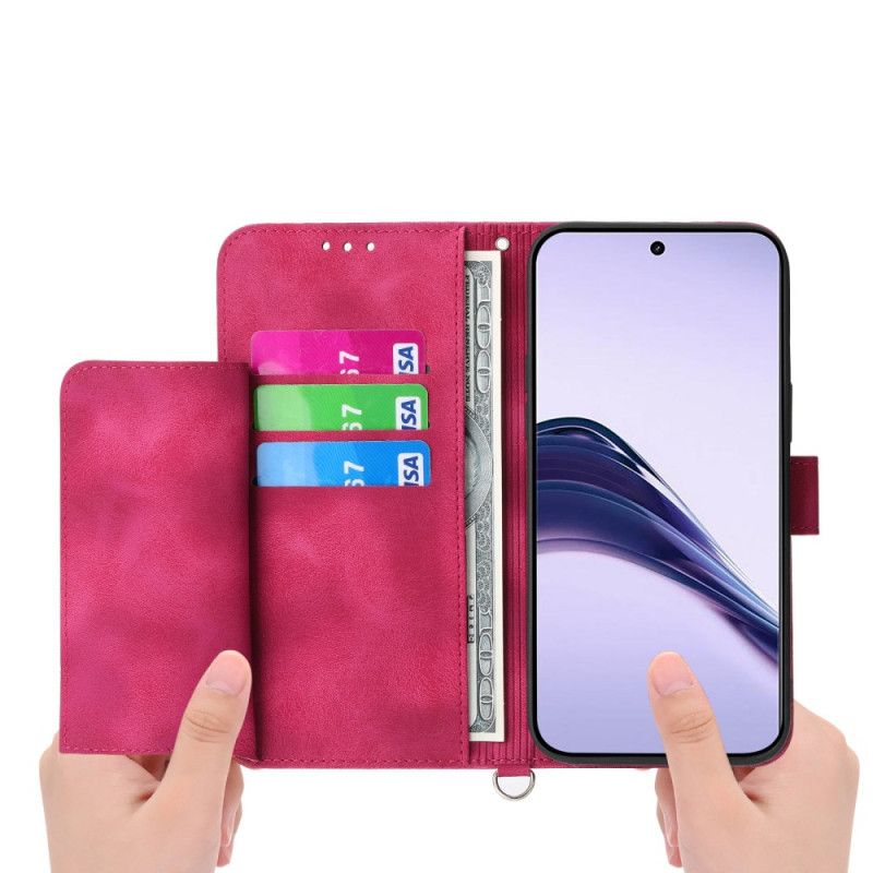 Folio Deksel Realme 14 Pro Plus 5g Blonde I Semsket Skinneffekt Med Rem Og Skulderstropp