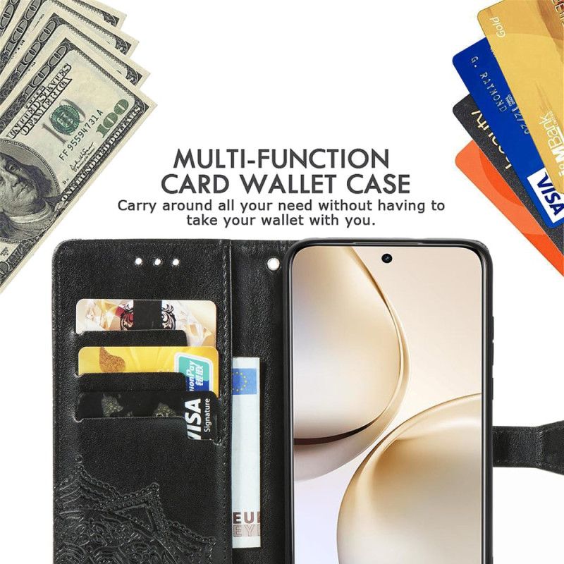 Lærdeksel Folio Deksel Realme 14 Pro Plus 5g Mobildeksel Barokk Mandala