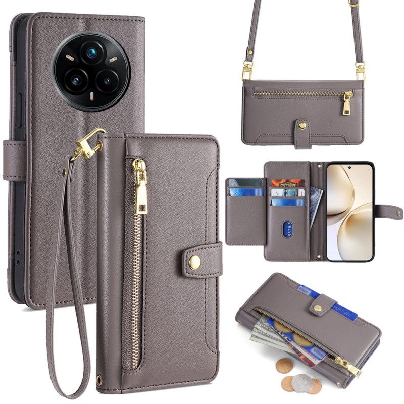 Lærdeksel Folio Deksel Realme 14 Pro Plus 5g Mobildeksel Lommebok Med Snor Og Skulderstropp