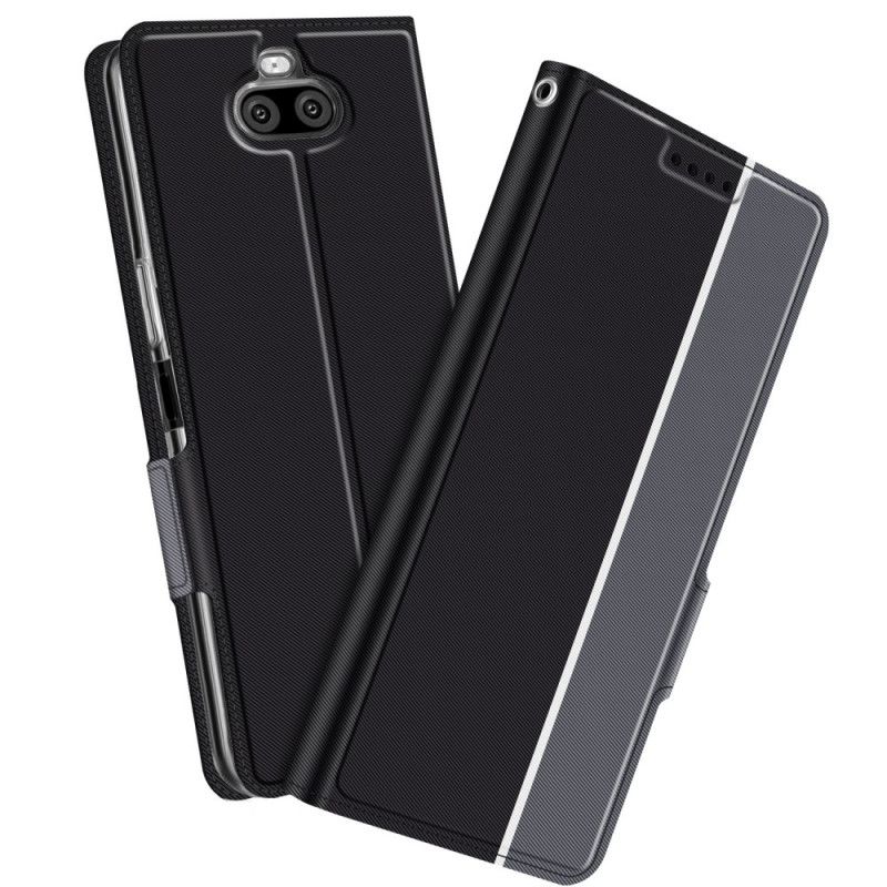 Folio Deksel Sony Xperia 8 Svart Mobildeksel Tofarget Imitert Skinn