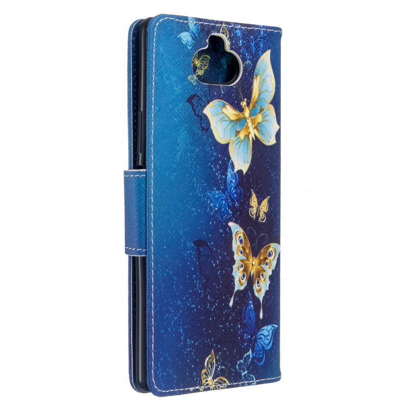 Lærdeksel Folio Deksel Sony Xperia 8 Svart Mobildeksel Utrolige Sommerfugler