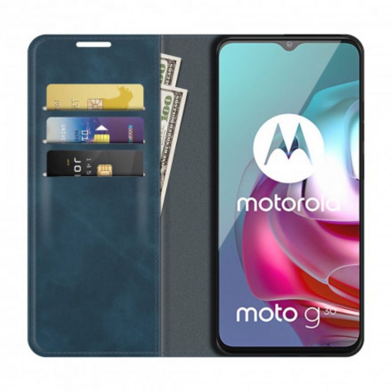 Folio Deksel Moto G30 / G10 Silkemykt Skinneffekt