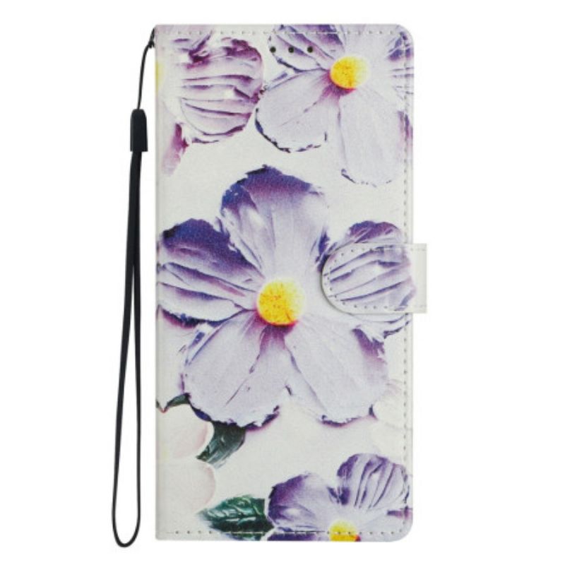 Lærdeksel Folio Deksel Samsung Galaxy S26 Ultra Lilla Blomster