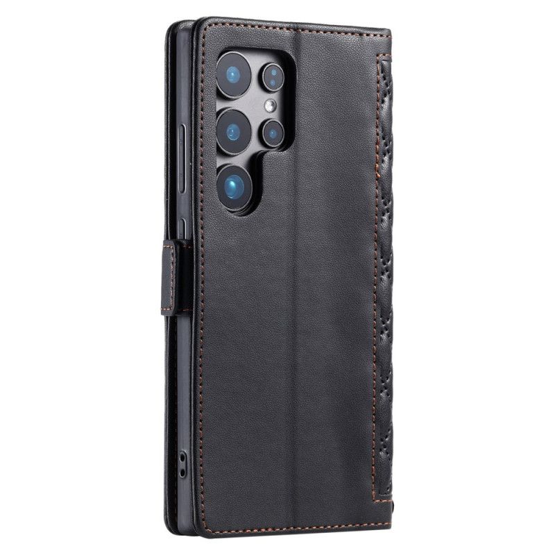 Lærdeksel Folio Deksel Samsung Galaxy S26 Ultra Mobildeksel Vattert Med Stropp