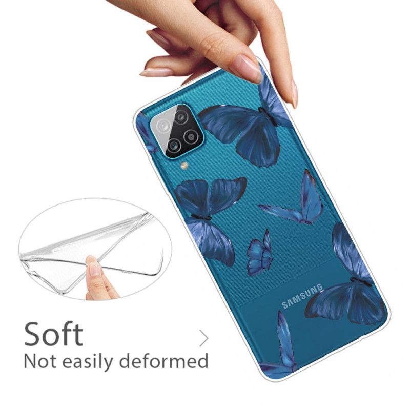 Deksel for Samsung Galaxy A12 Rosa Ville Sommerfugler
