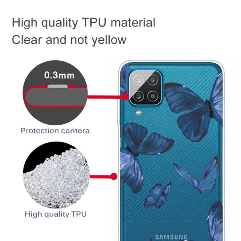 Deksel for Samsung Galaxy A12 Rosa Ville Sommerfugler
