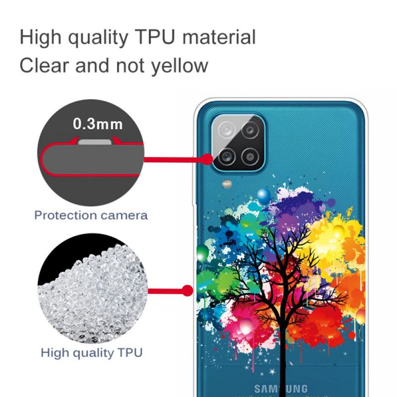 Deksel Samsung Galaxy A12 Gjennomsiktig Akvarell Tre Anti-fall