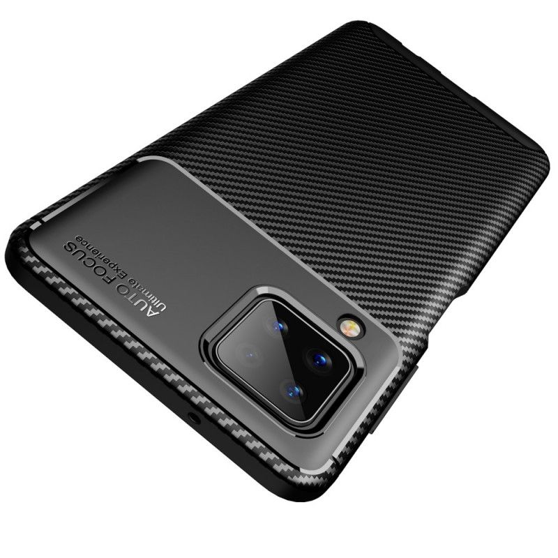Deksel Samsung Galaxy A12 Svart Fleksibel Karbonfibertekstur