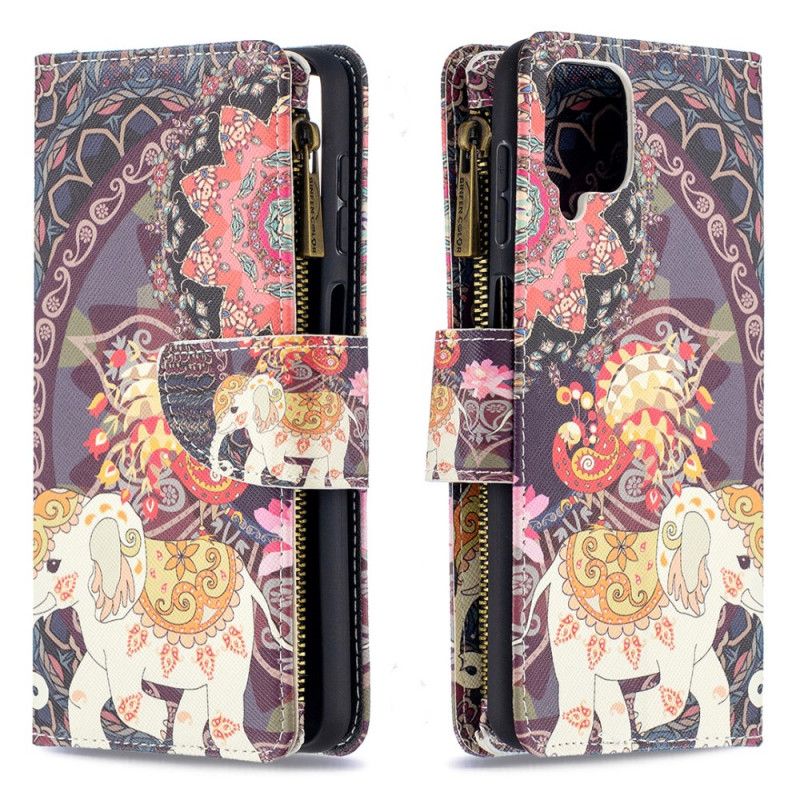 Folio Deksel Samsung Galaxy A12 Elefant Med Glidelås