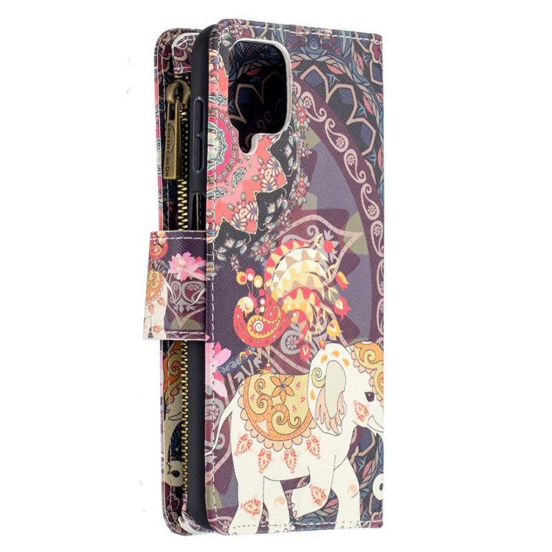 Folio Deksel Samsung Galaxy A12 Elefant Med Glidelås