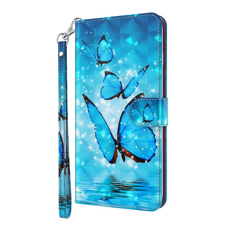 Folio Deksel Samsung Galaxy A12 Flygende Blå Sommerfugler
