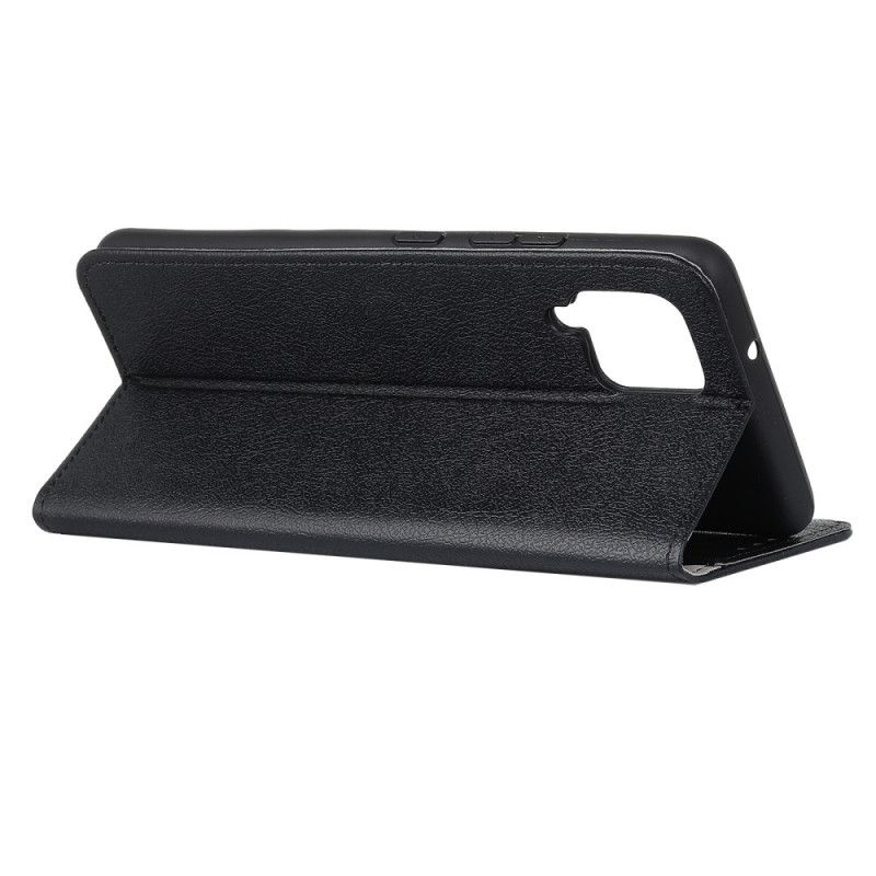 Folio Deksel Samsung Galaxy A12 Svart Klassisk Skinneffekt