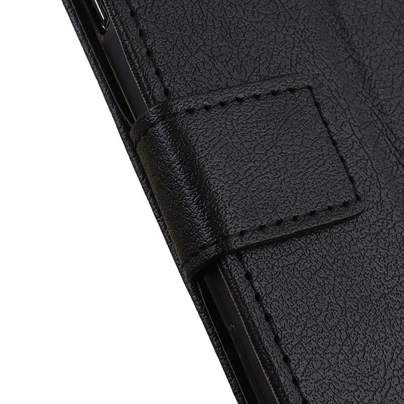 Folio Deksel Samsung Galaxy A12 Svart Klassisk Skinneffekt