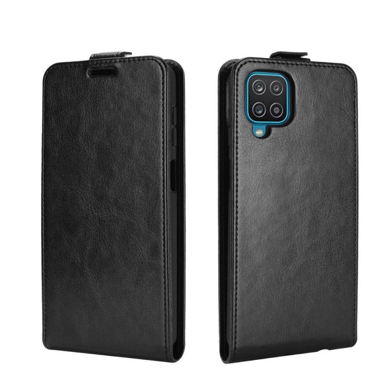 Folio Deksel Samsung Galaxy A12 Svart Vertikal Skinneffektklaff