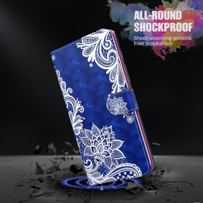 Lærdeksel Folio Deksel Samsung Galaxy A12 Mobildeksel Lys Flekkblonde Med Tanga