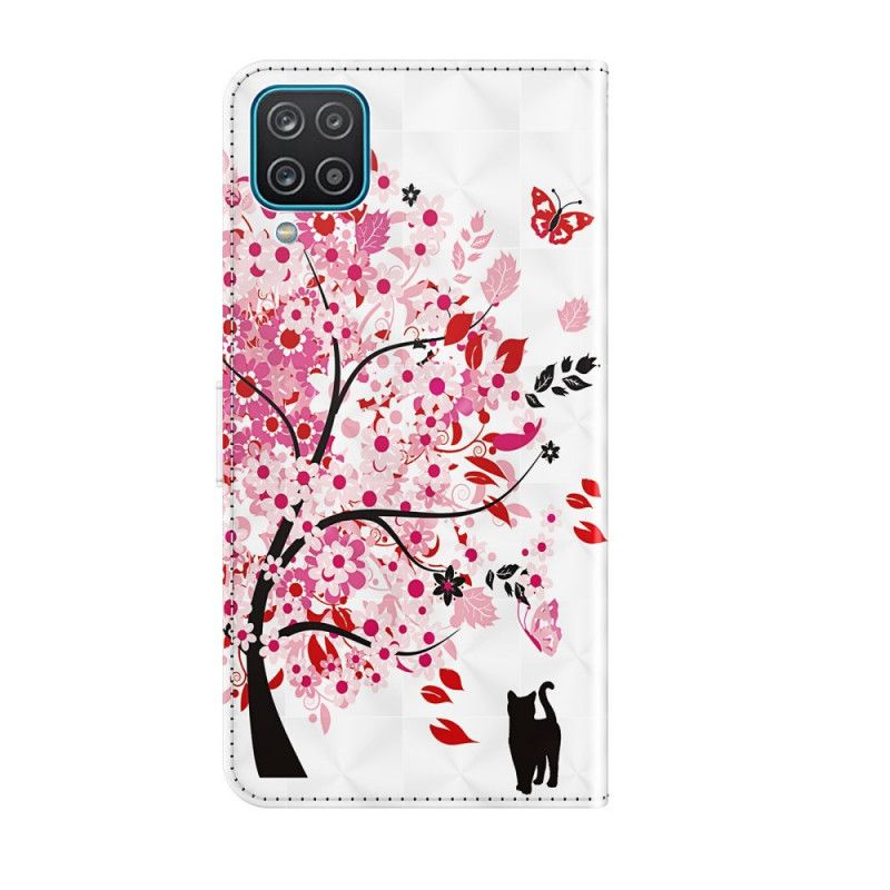 Lærdeksel Folio Deksel Samsung Galaxy A12 Rosa Tre