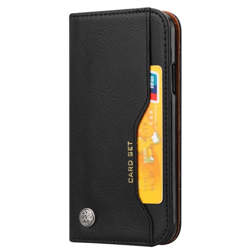 Folio Deksel for iPhone XS Svart Kortholder I Imitert Skinn