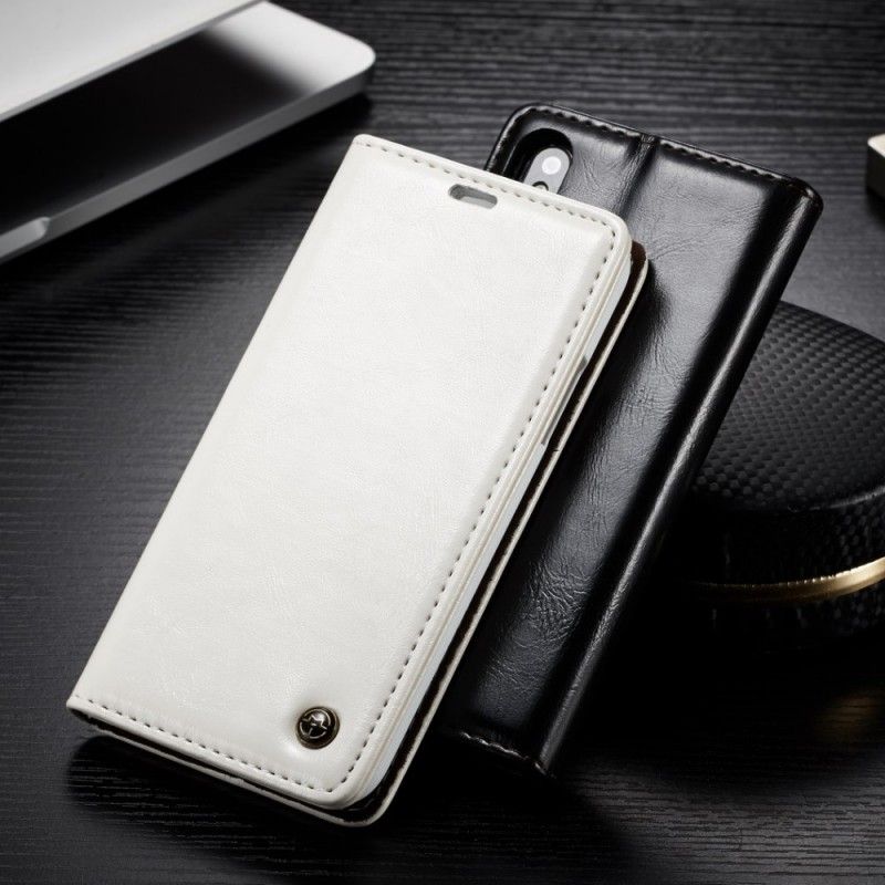Folio Deksel iPhone XS Svart Caseme Oljevoks
