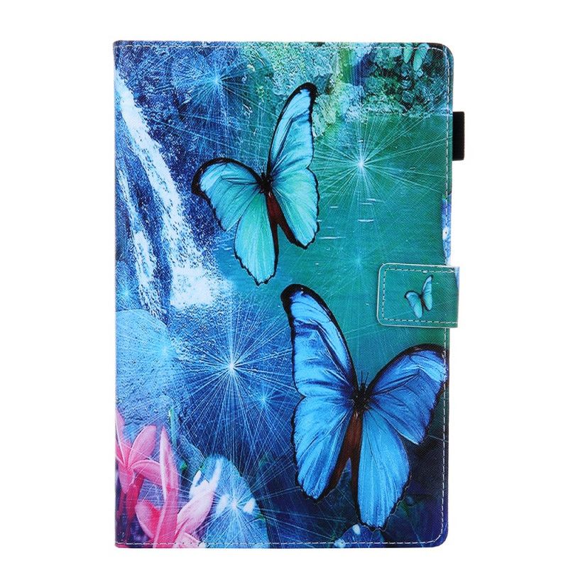 Lærdeksel Folio Deksel Samsung Galaxy Tab A 10.1 (2019) Hvit Mobildeksel Sommerfugleserie