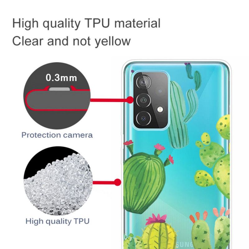 Deksel Samsung Galaxy A52 4G / A52 5G Mobildeksel Akvarellkaktus