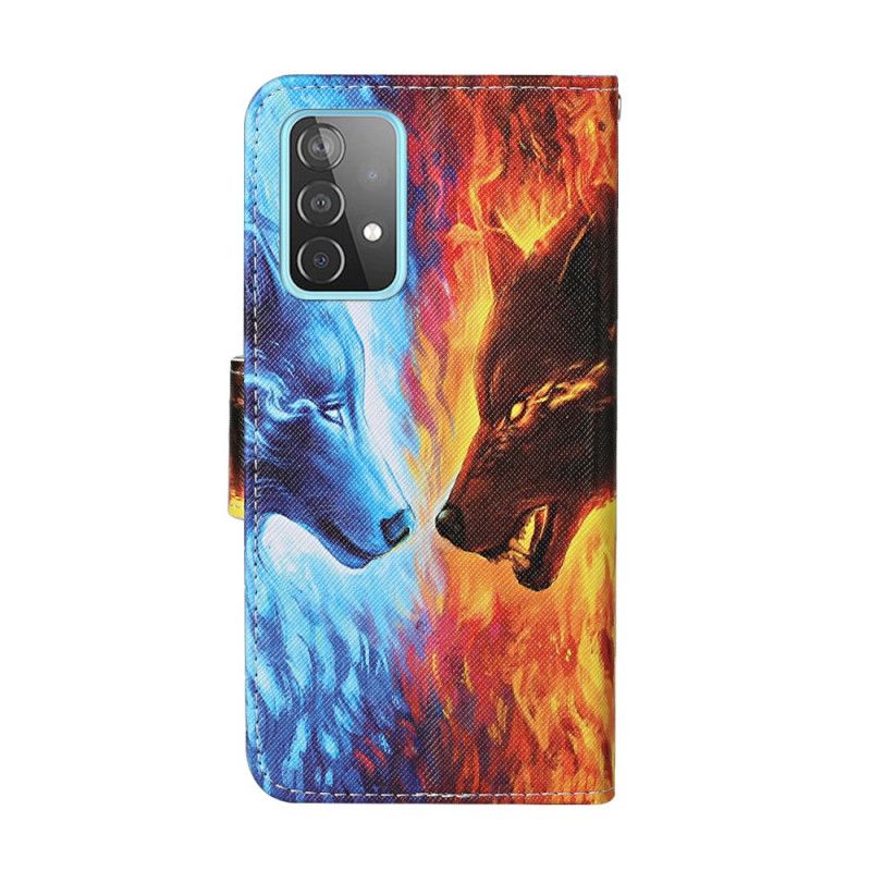 Folio Deksel for Samsung Galaxy A52 4G / A52 5G Krig Av Ulv Med Tanga