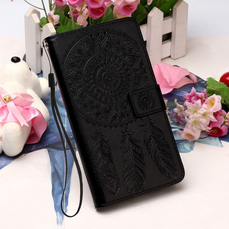 Folio Deksel Samsung Galaxy A52 4G / A52 5G Svart Dreamcatcher-Trykk Og Tanga