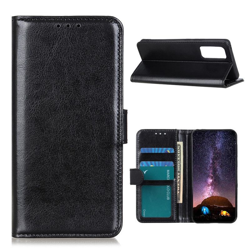 Folio Deksel Samsung Galaxy A52 4G / A52 5G Svart Skinnende Skinnimitasjon Beskyttelse