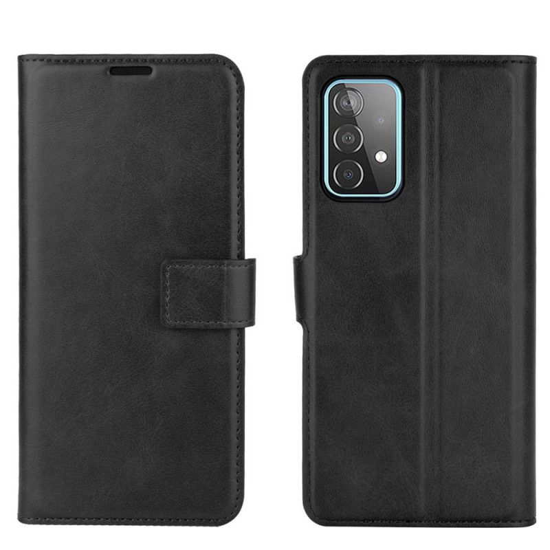 Folio Deksel Samsung Galaxy A52 4G / A52 5G Svart Slank Imitert Skinn Anti-fall