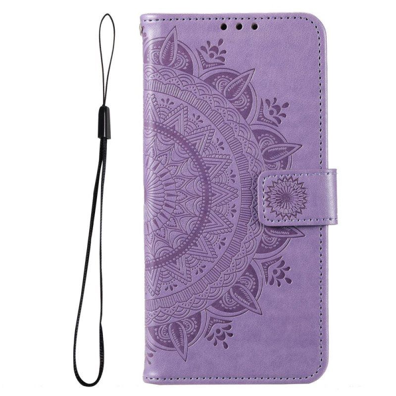 Folio Deksel Til Samsung Galaxy M33 5G Med Kjede Strappy Sun Mandala