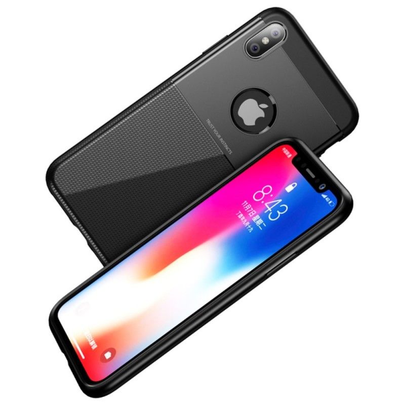 Deksel iPhone XS Max Svart Glidende Hybrid Ipaky