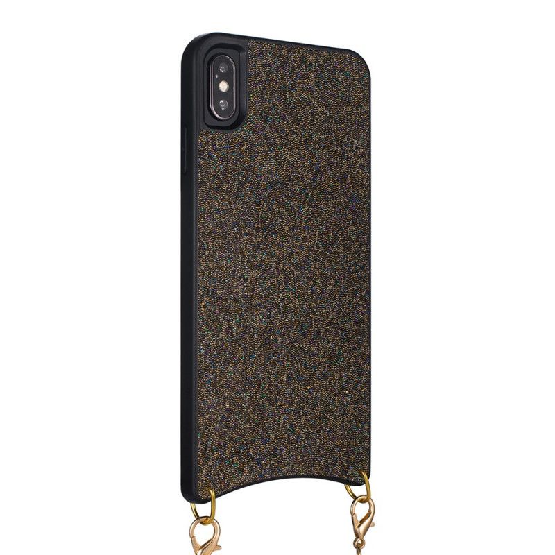 Deksel iPhone XS Max Svart Mobildeksel Paljetter Med Kjede