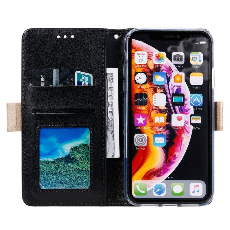 Folio Deksel for iPhone XS Max Svart Snørebåndsveske