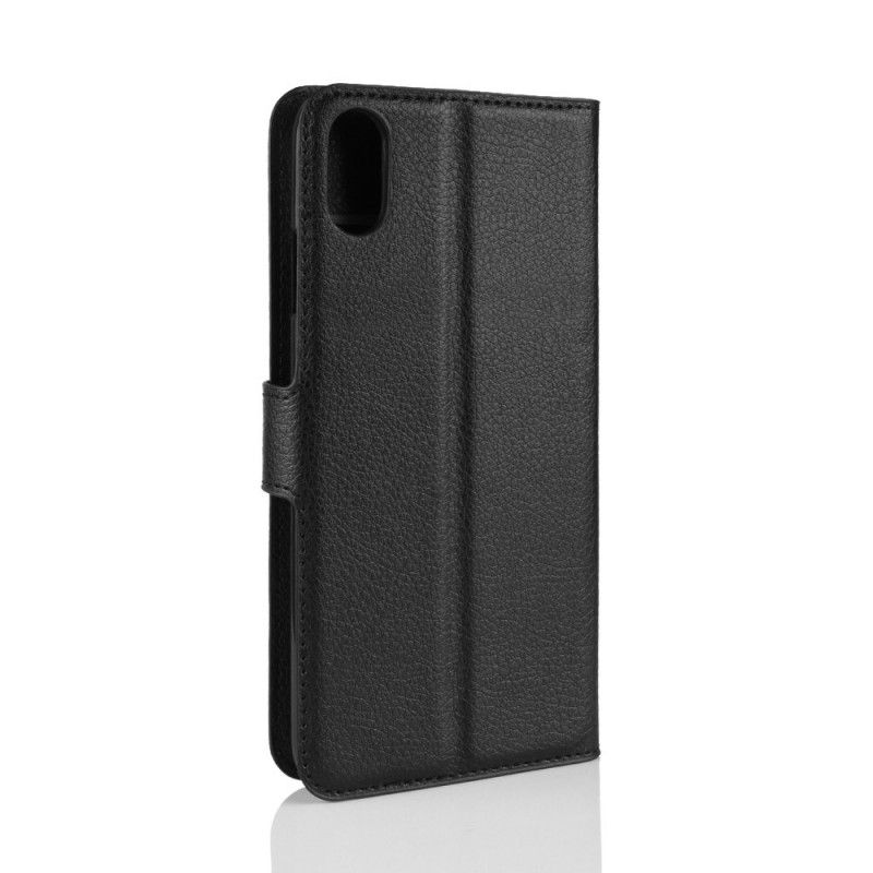 Folio Deksel iPhone XS Max Svart Retro Litchi Anti-fall