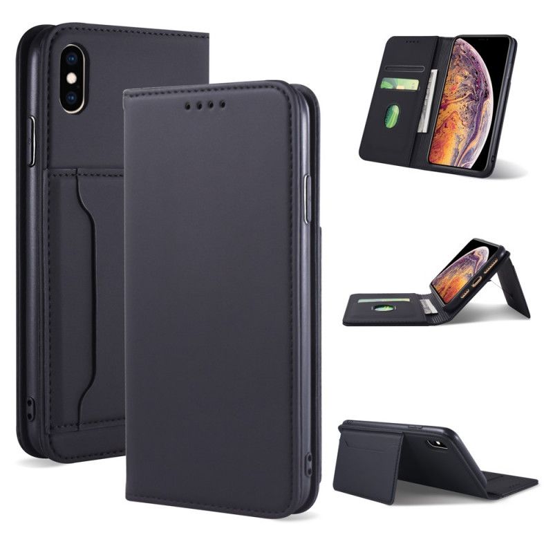 Folio Deksel iPhone XS Max Svart Støttekortholder Beskyttelse