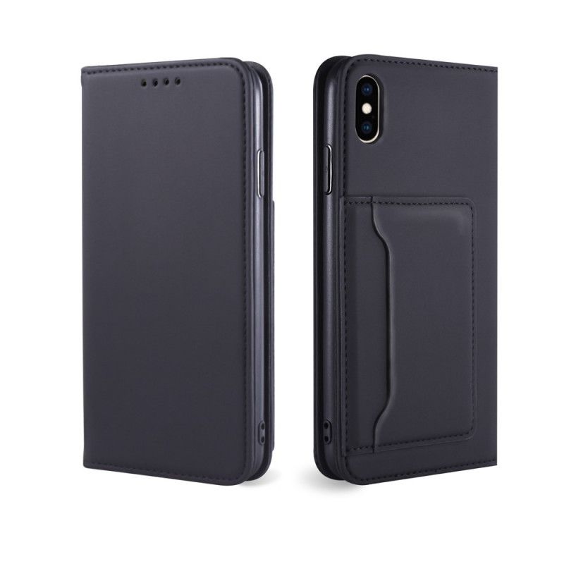 Folio Deksel iPhone XS Max Svart Støttekortholder Beskyttelse