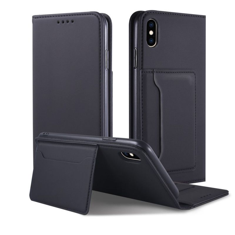 Folio Deksel iPhone XS Max Svart Støttekortholder Beskyttelse