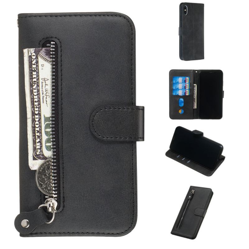 Lærdeksel Folio Deksel iPhone XS Max Svart Vintagepung