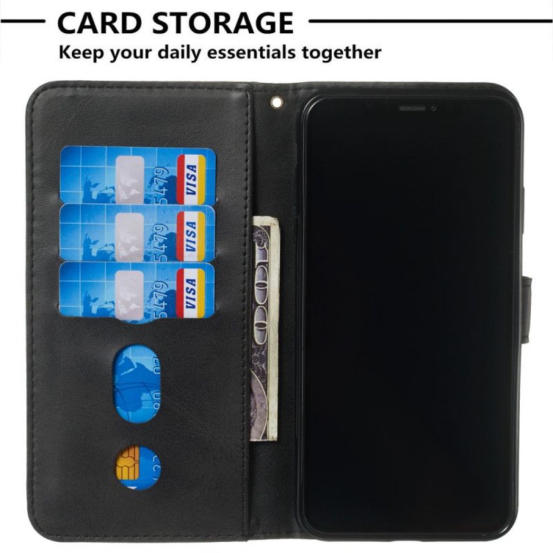 Lærdeksel Folio Deksel iPhone XS Max Svart Vintagepung