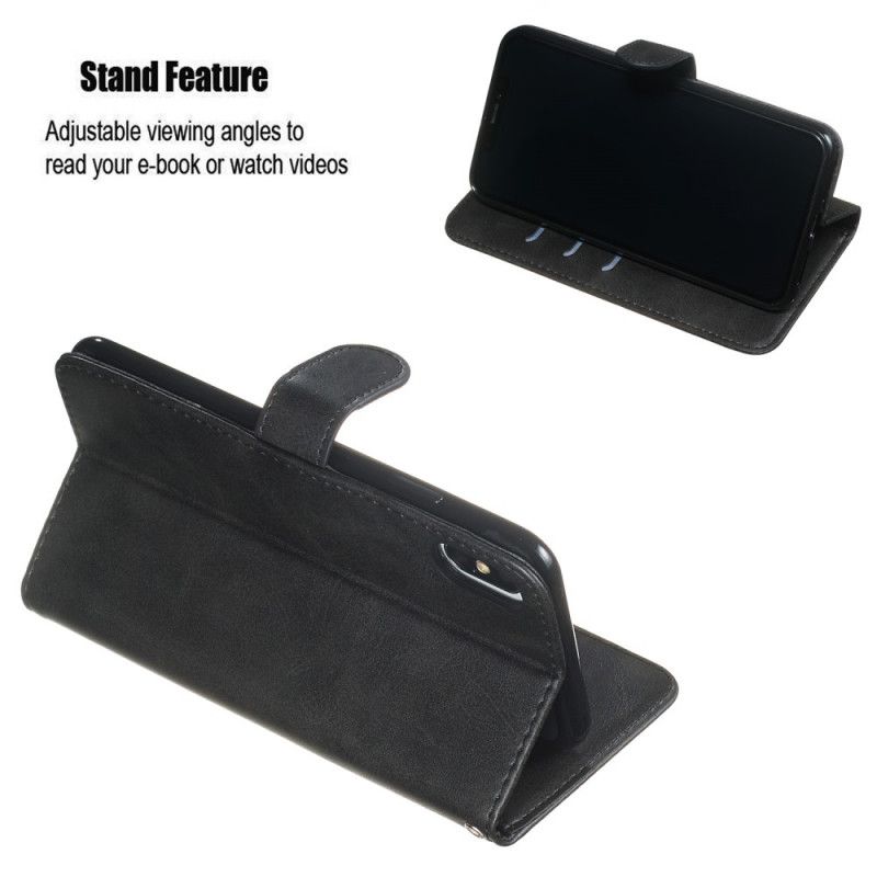 Lærdeksel Folio Deksel iPhone XS Max Svart Vintagepung