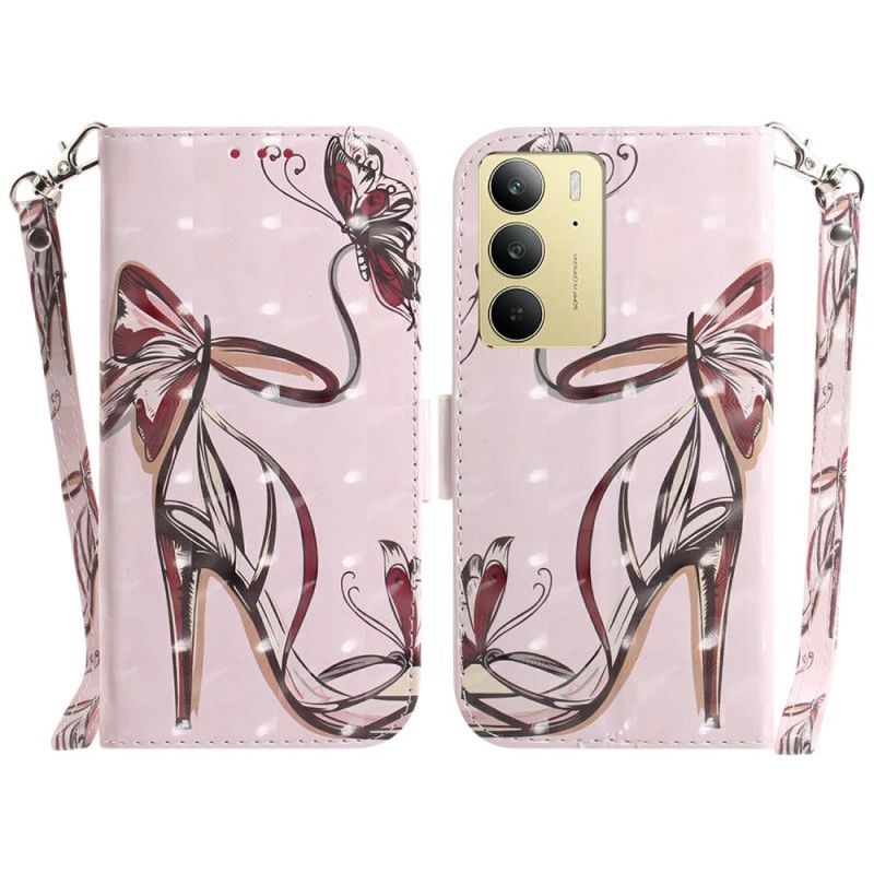 Lærdeksel Folio Deksel Realme C75 Mobildeksel Pumps Med Stropper