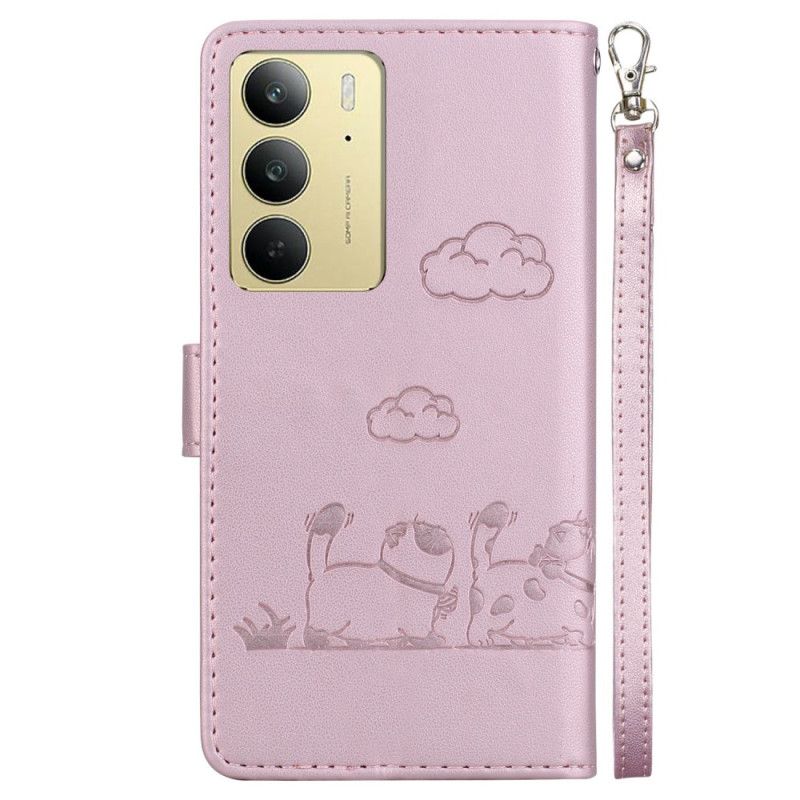 Lærdeksel Folio Deksel Realme C75 Mobildeksel Rfid-blokkerende Kattemotiv