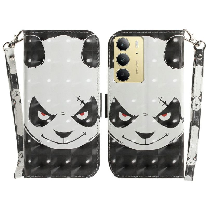 Lærdeksel Folio Deksel Realme C75 Mobildeksel Snor Med Sint Panda