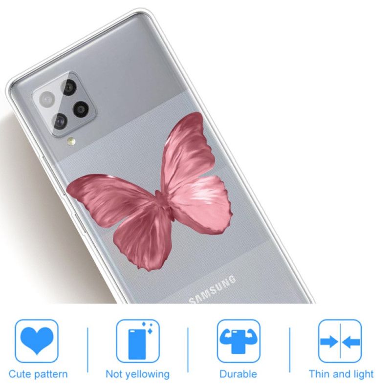 Deksel Samsung Galaxy A42 5G Rosa Ville Sommerfugler