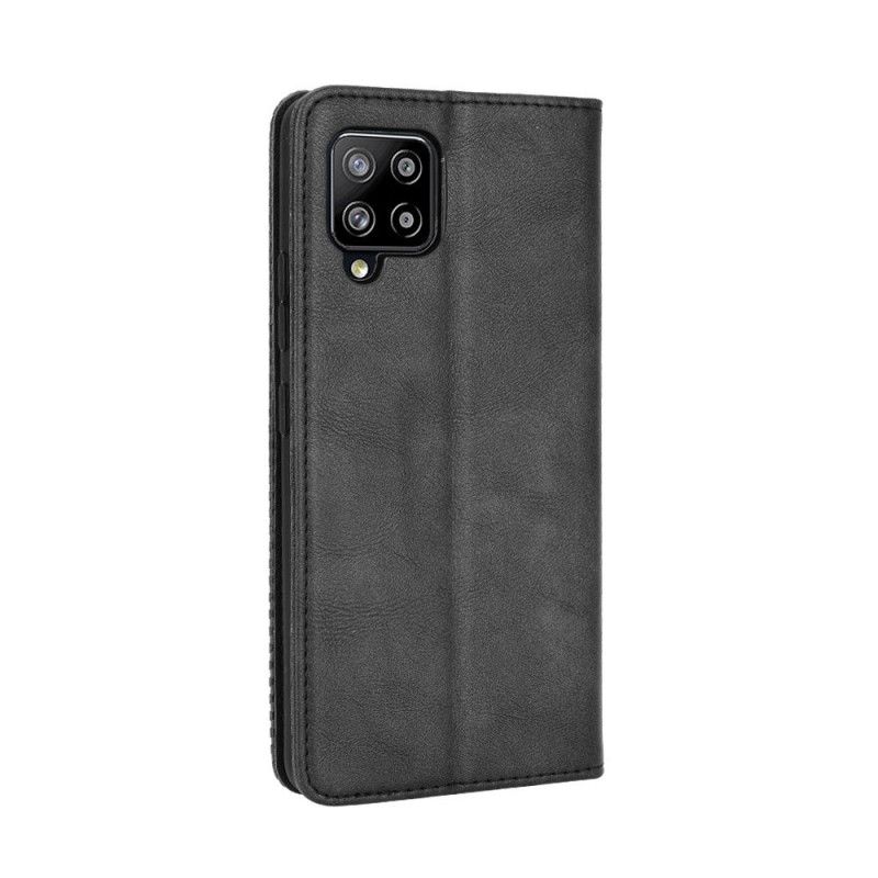 Folio Deksel Samsung Galaxy A42 5G Svart Stilisert Vintage-Skinneffekt