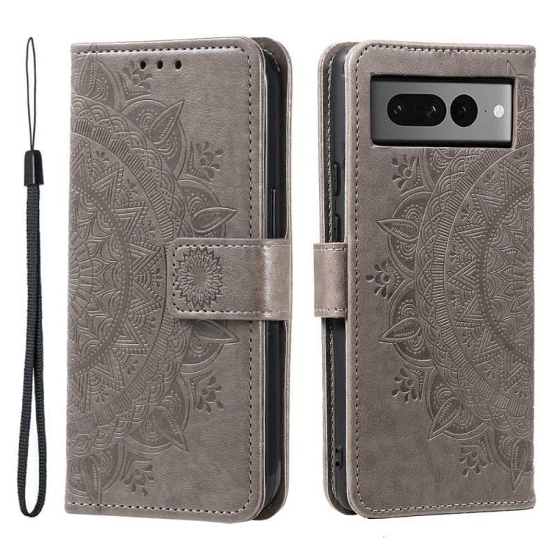 Lærdeksel Folio Deksel Google Pixel 8 Pro Mobildeksel Mandala Med Stropp