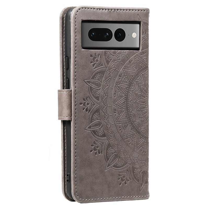 Lærdeksel Folio Deksel Google Pixel 8 Pro Mobildeksel Mandala Med Stropp