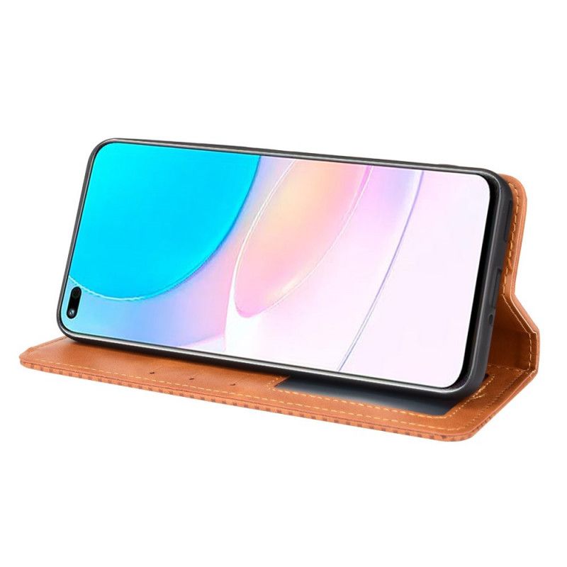Folio Deksel Lær Huawei Nova 8i / Honor 50 Lite Mobildeksel Stilisert Vintage Skinneffekt