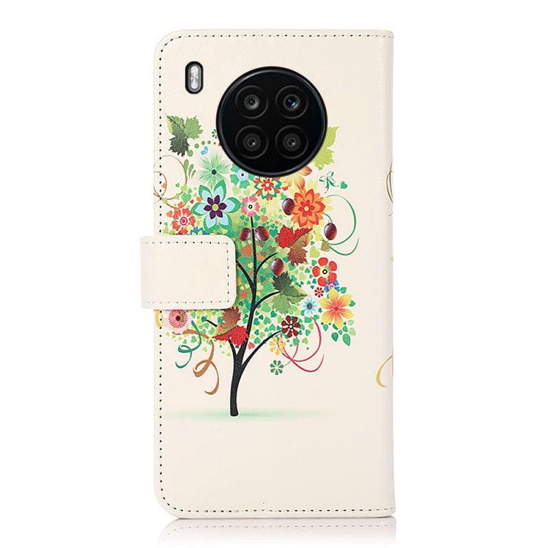 Folio Deksel Til Huawei Nova 8i / Honor 50 Lite Blomstrende Tre