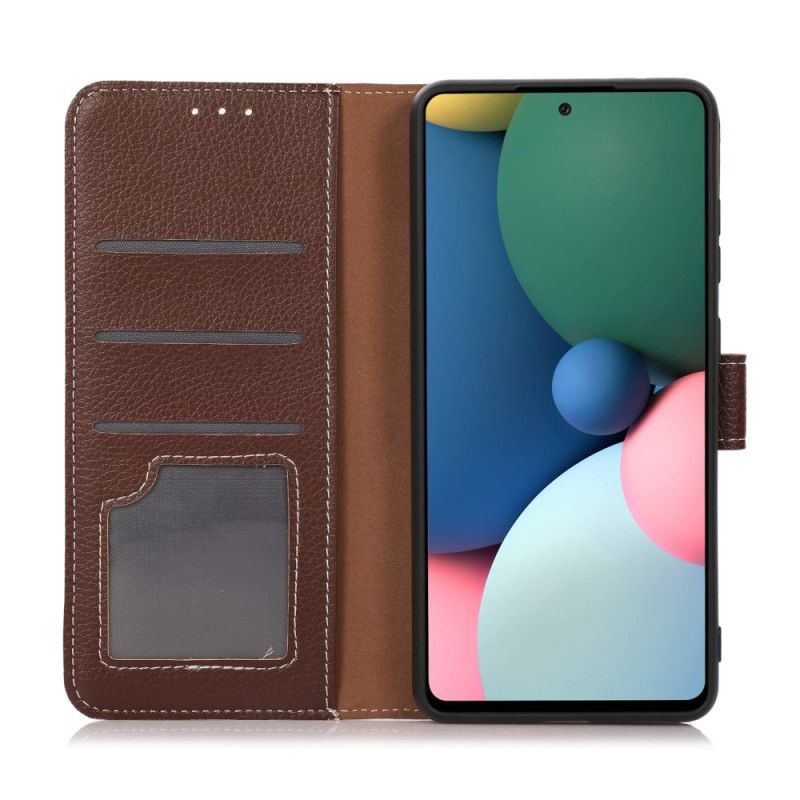 Lærdeksel Folio Deksel Huawei Nova 8i / Honor 50 Lite Mobildeksel Litchi-eksponerte Sømmer