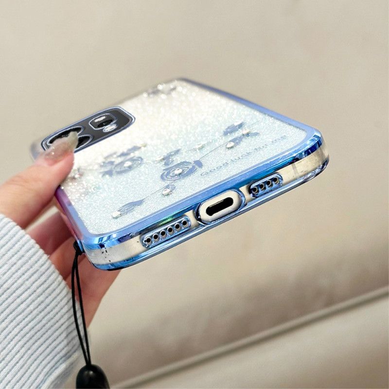 Deksel Oppo Reno 14 5g Mobildeksel Blomster Og Rhinstener